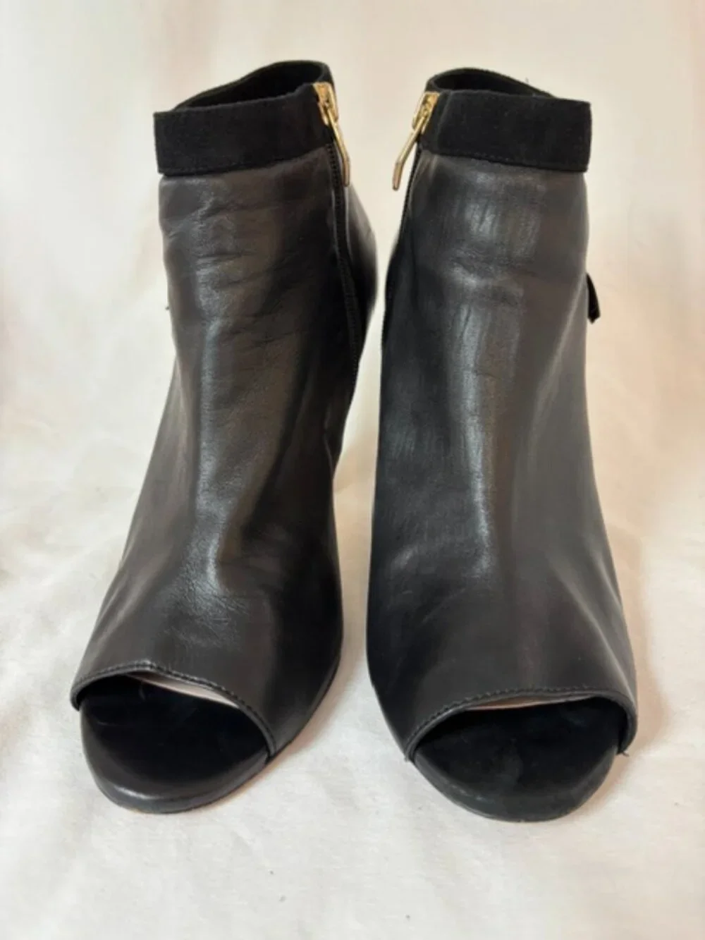 Vince Camuto Kevia Black Leather/Suede Open Toe Stiletto Bootie Women's Size 10M